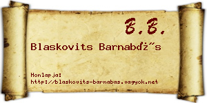 Blaskovits Barnabás névjegykártya